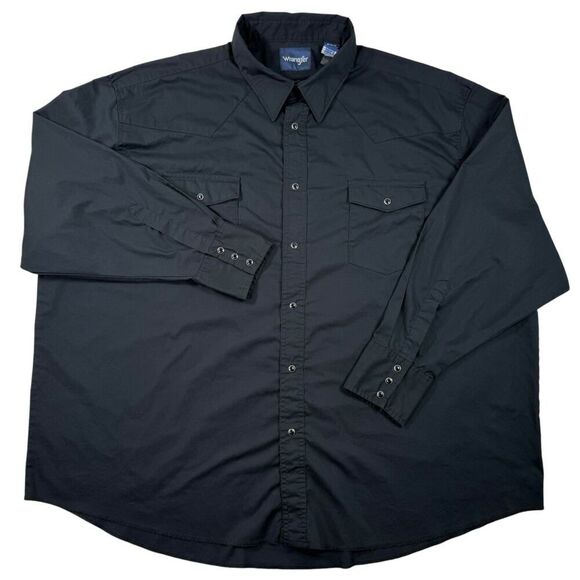 Wrangler Mens 3XL Black Pearl Snap Long Sleeve Button Up Shirt - Picture 1 of 9